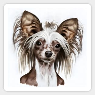 Chinese Crested Dog Portrait Watercolor Sticker